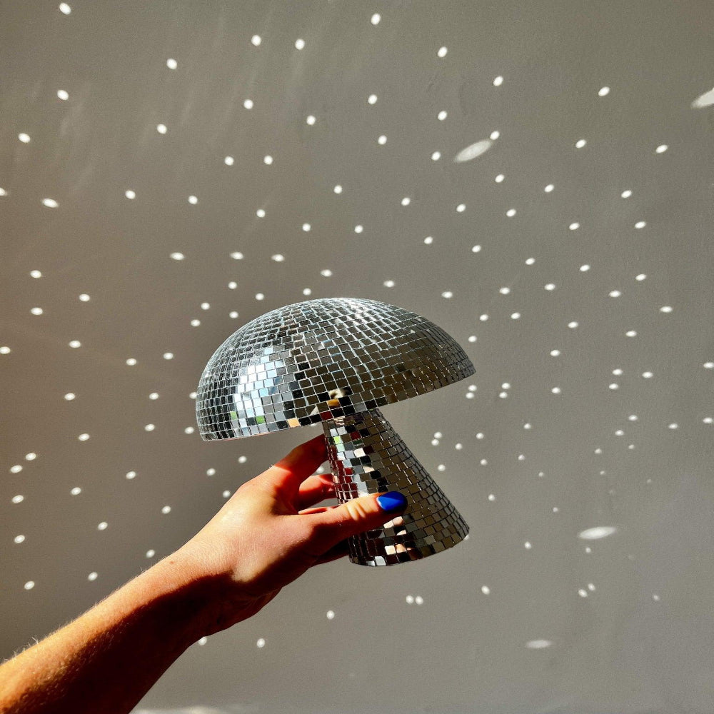 Lampa Dekoracyjna Grzybek | Styl Retro Disco | Lustrzane Mozaikowe Płytki