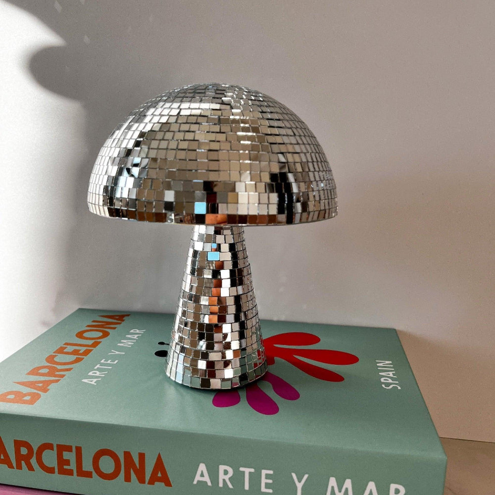 Lampa Dekoracyjna Grzybek | Styl Retro Disco | Lustrzane Mozaikowe Płytki