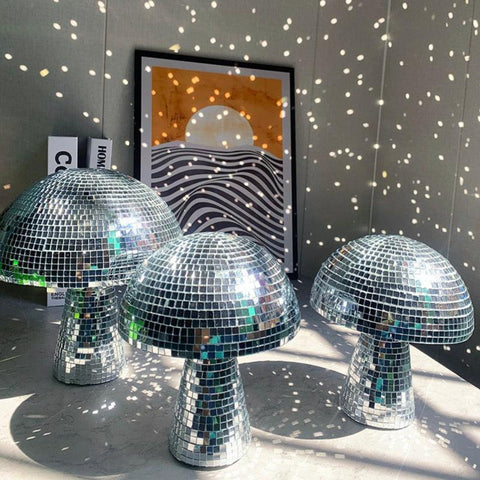 Lampa Dekoracyjna Grzybek | Styl Retro Disco | Lustrzane Mozaikowe Płytki