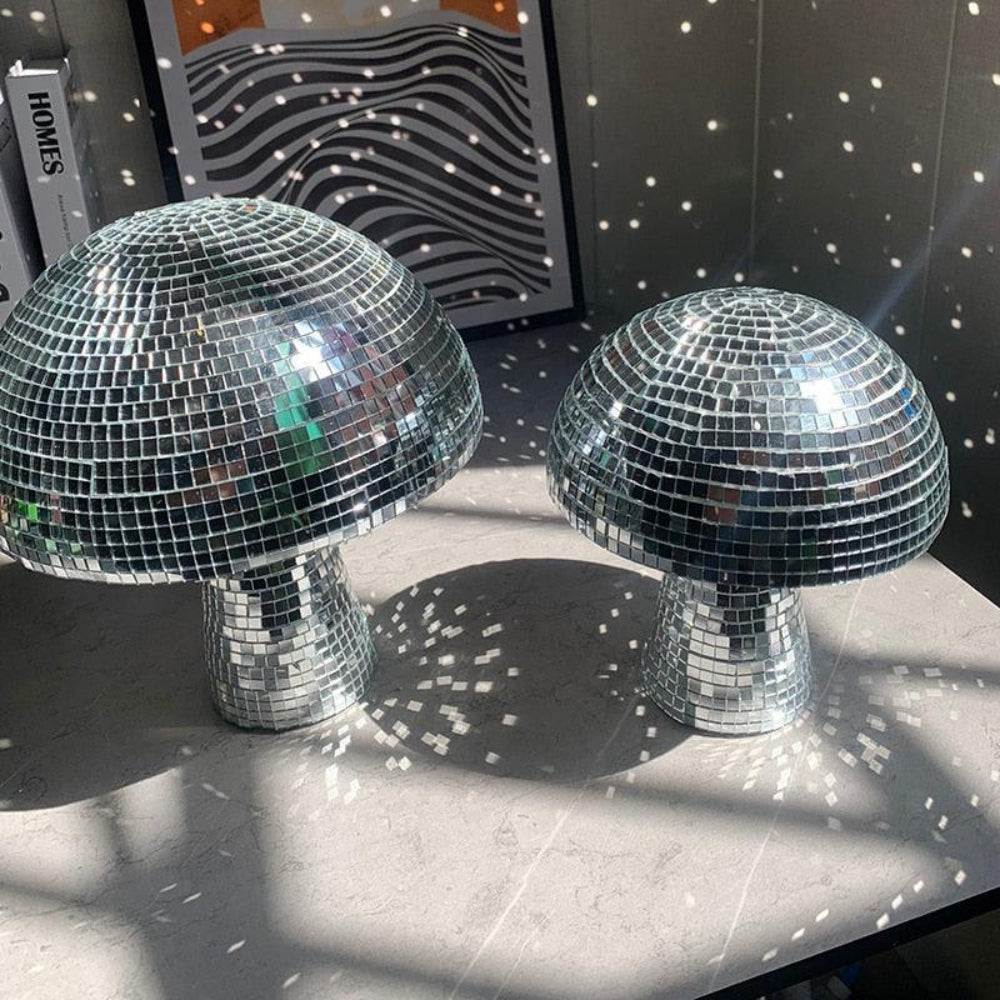 Lampa Dekoracyjna Grzybek | Styl Retro Disco | Lustrzane Mozaikowe Płytki