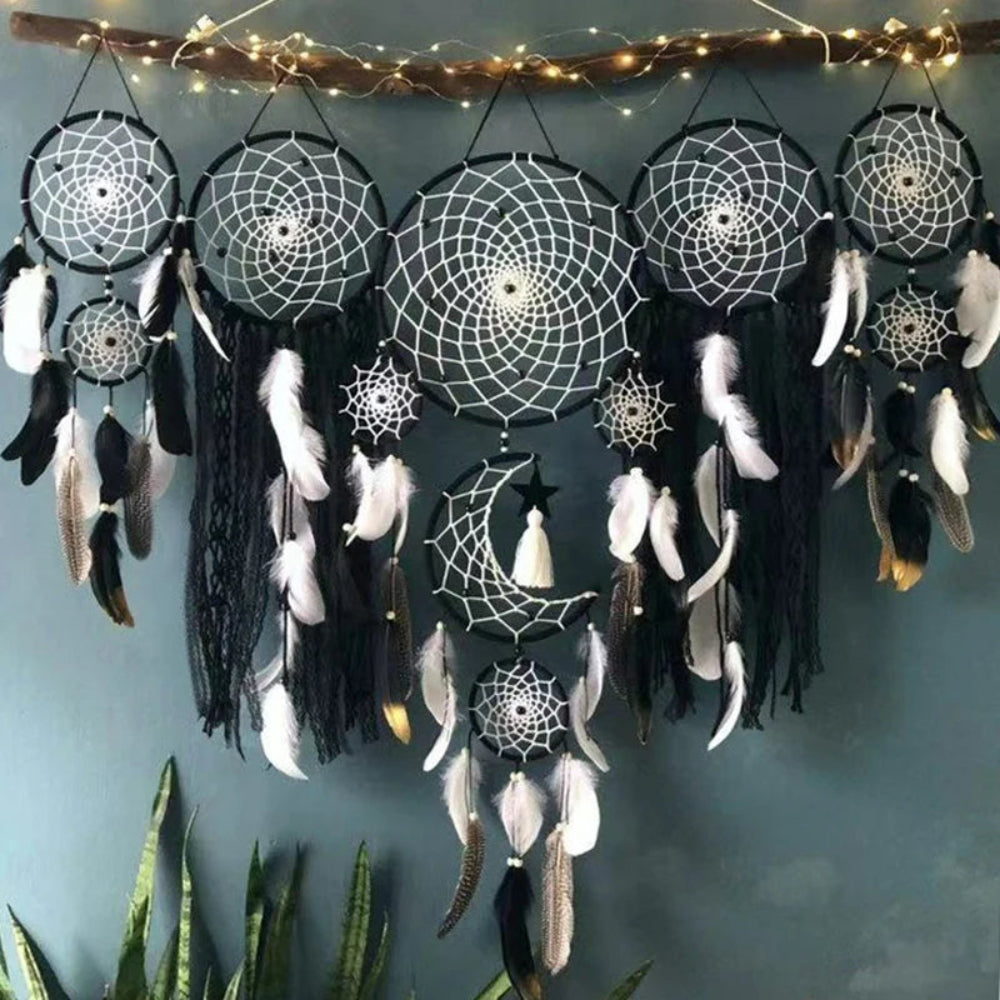DreamWeave | Zestaw łapaczy snów na ścianę | Boho dekoracja z makramy