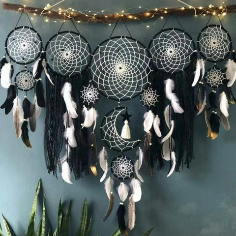 DreamWeave | Zestaw łapaczy snów na ścianę | Boho dekoracja z makramy