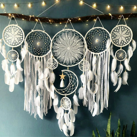 DreamWeave | Zestaw łapaczy snów na ścianę | Boho dekoracja z makramy