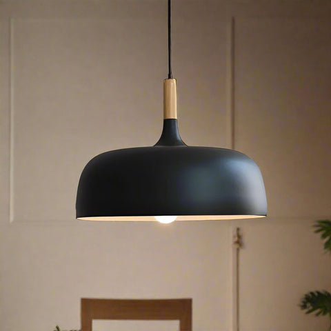 Nordika Dome | Lampa Wisząca LED | Styl Skandynawski z Drewnianym Akcentem