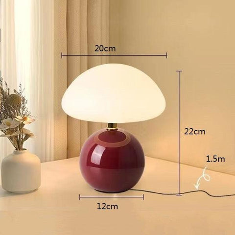 Lampka Creama | Lampka Stolikowa w Stylu Bauhaus | Ceramiczna Podstawa Grzybek