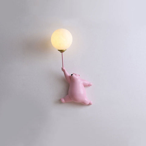 Miś z Balonem | Lampa Ścienna dla Dzieci | Żywica i Klosz 3D
