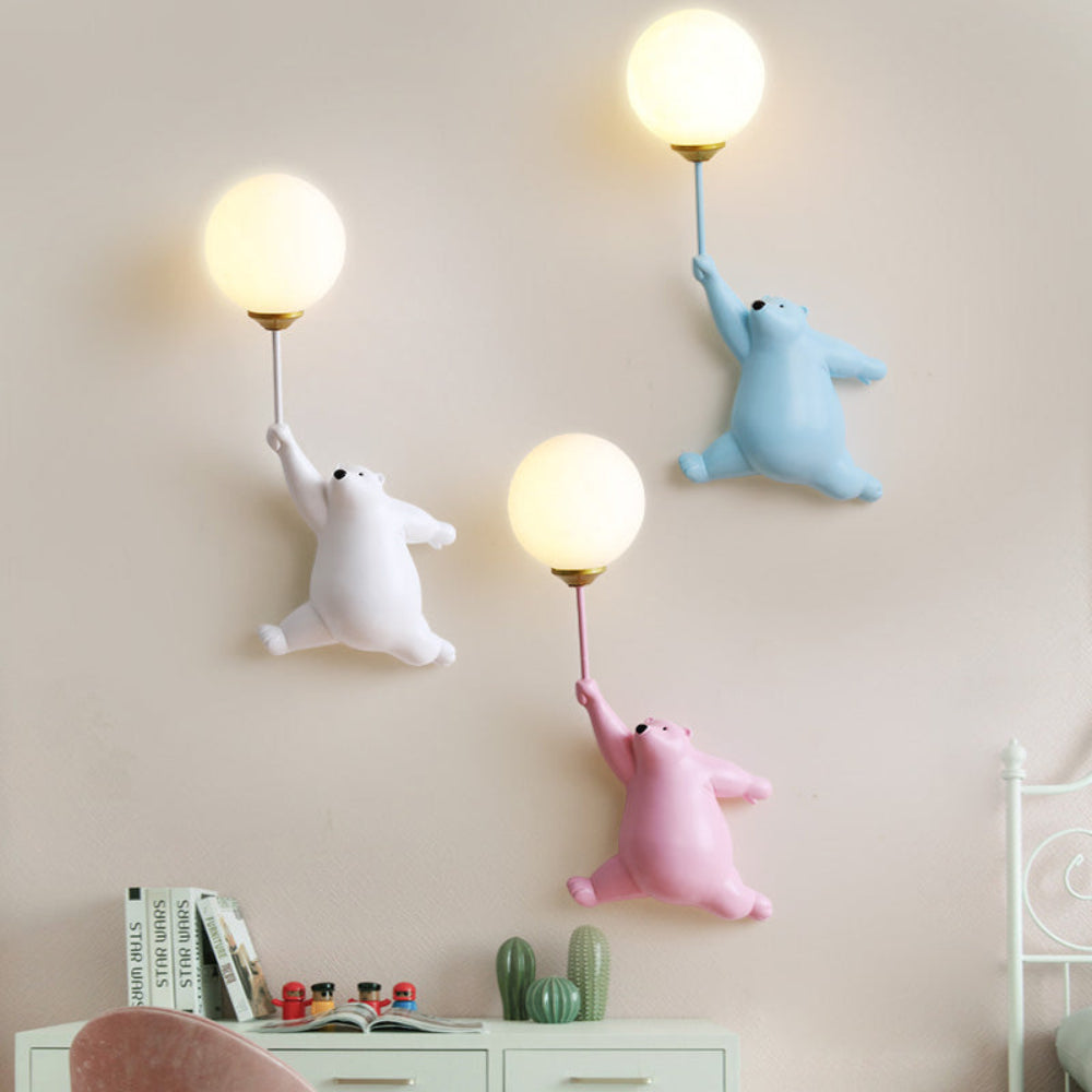 Miś z Balonem | Lampa Ścienna dla Dzieci | Żywica i Klosz 3D