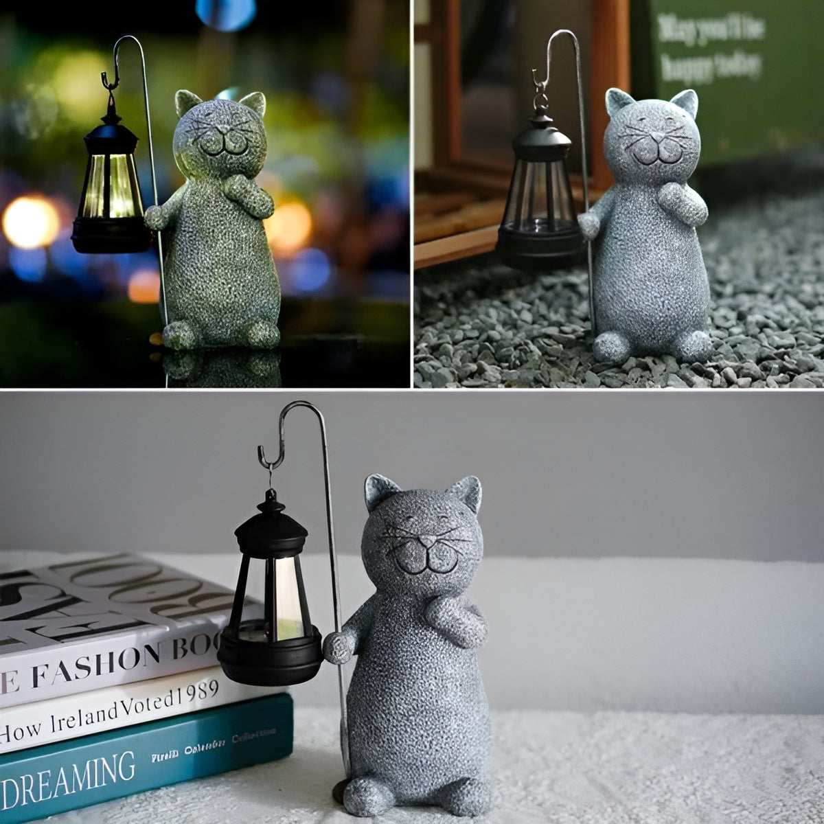 Lampa Felis | Lampa solarna ogrodowa | Figurka kota z latarnią LED