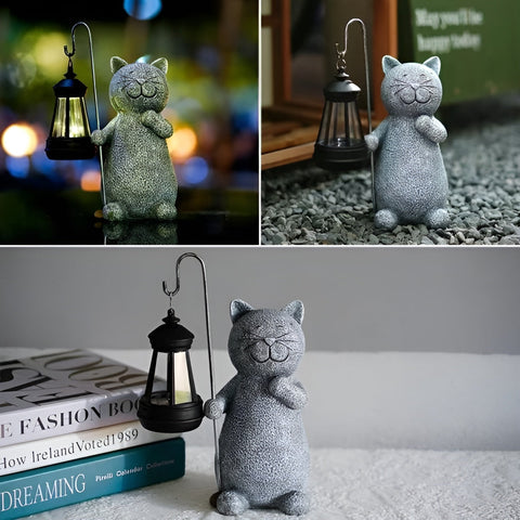 Lampa Felis | Lampa solarna ogrodowa | Figurka kota z latarnią LED