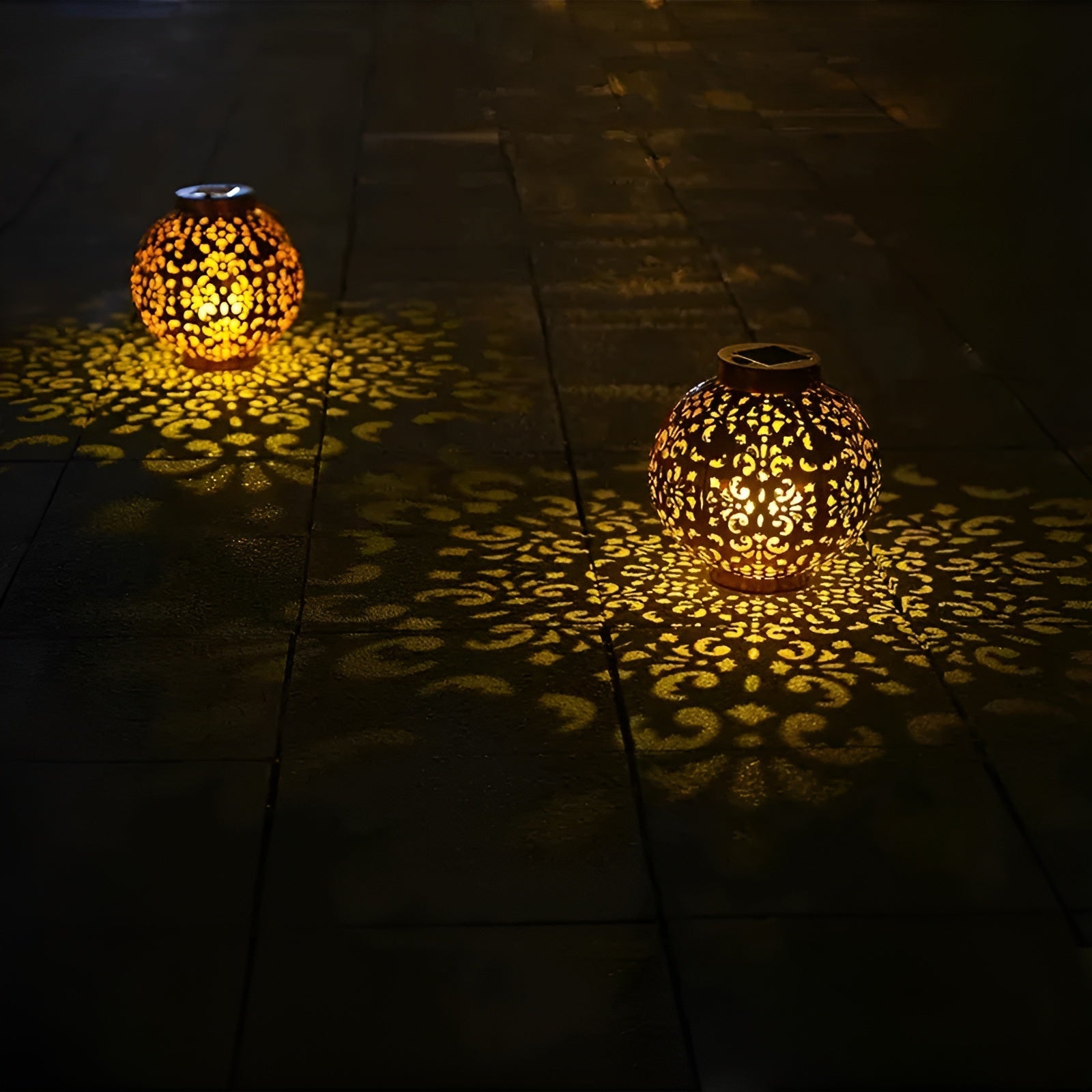 Lampa Solaria | Lampa solarna ogrodowa | Ażurowa kula dekoracyjna LED