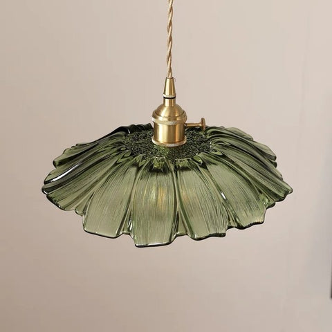 Flora Verde | Lampa wisząca szklana | Klosz w kształcie liścia