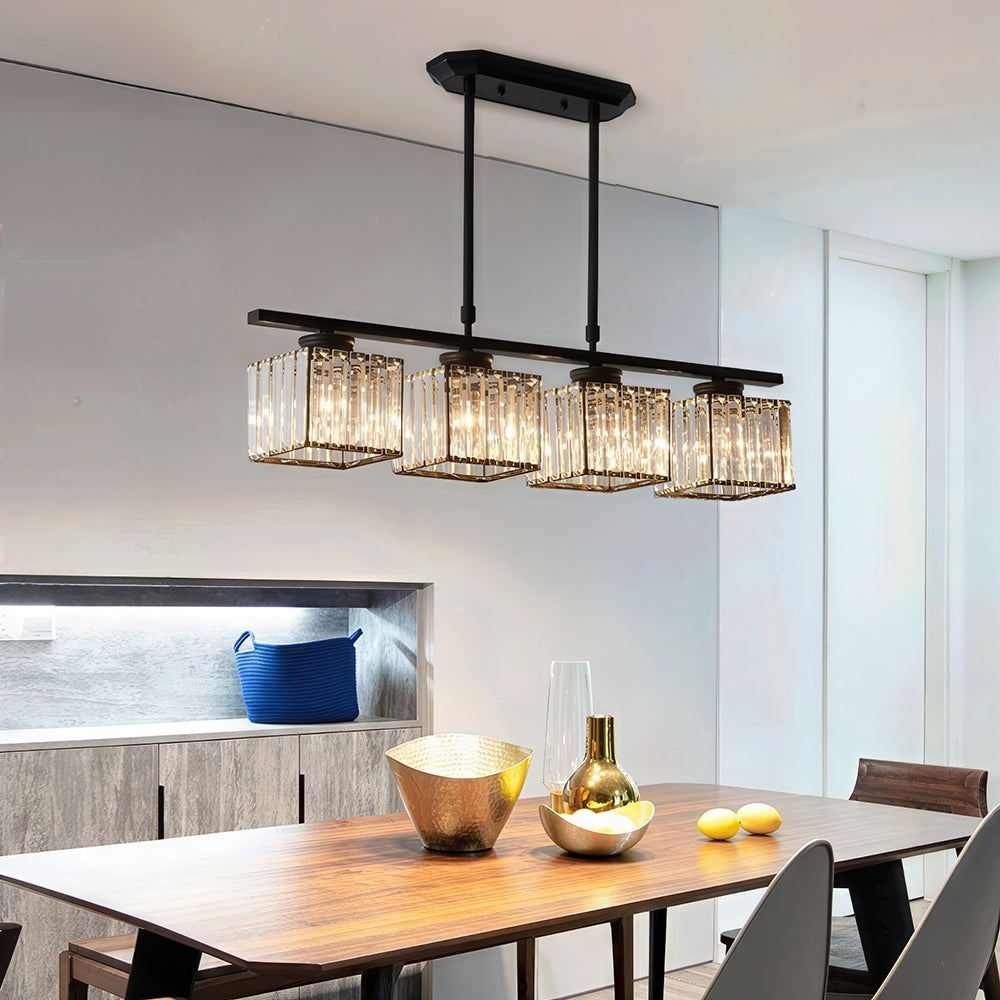 Lampa Wisząca Trevia | Żyrandol z Kryształowymi Kloszami | Metalowa Konstrukcja