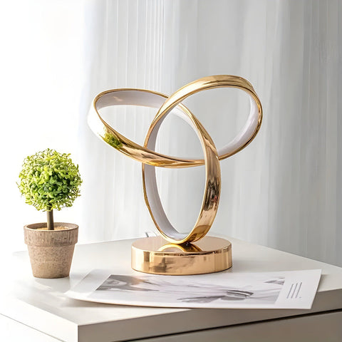 Ignis | Lampa Stołowa LED | Rzeźbiarska Forma Pierścienia | USB i Ściemniacz Dotykowy