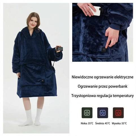 Bluvra Koc Grzewczy do Noszenia | Koc z Ogrzewaniem Elektrycznym | Miękka Tkanina