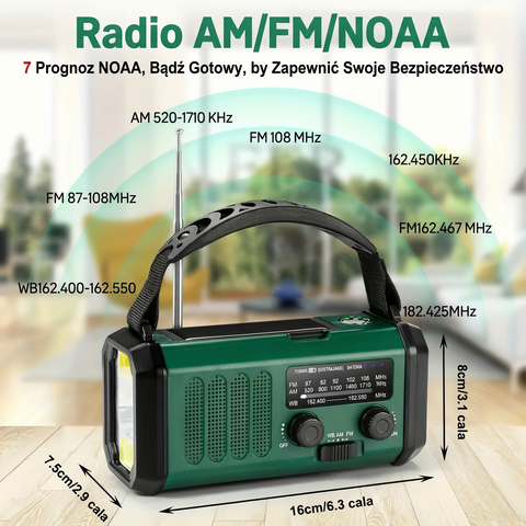 Radiobox Przetrwania | Radio Awaryjne z Latarką | Energia Słoneczna i Korbka