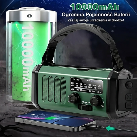 Radiobox Przetrwania | Radio Awaryjne z Latarką | Energia Słoneczna i Korbka