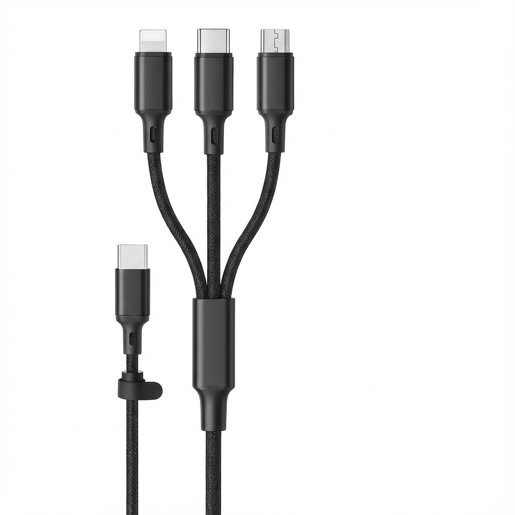 Przewód 3w1 USB | Wielofunkcyjny Kabel Ładowania | Typ-C, Lightning, Micro USB
