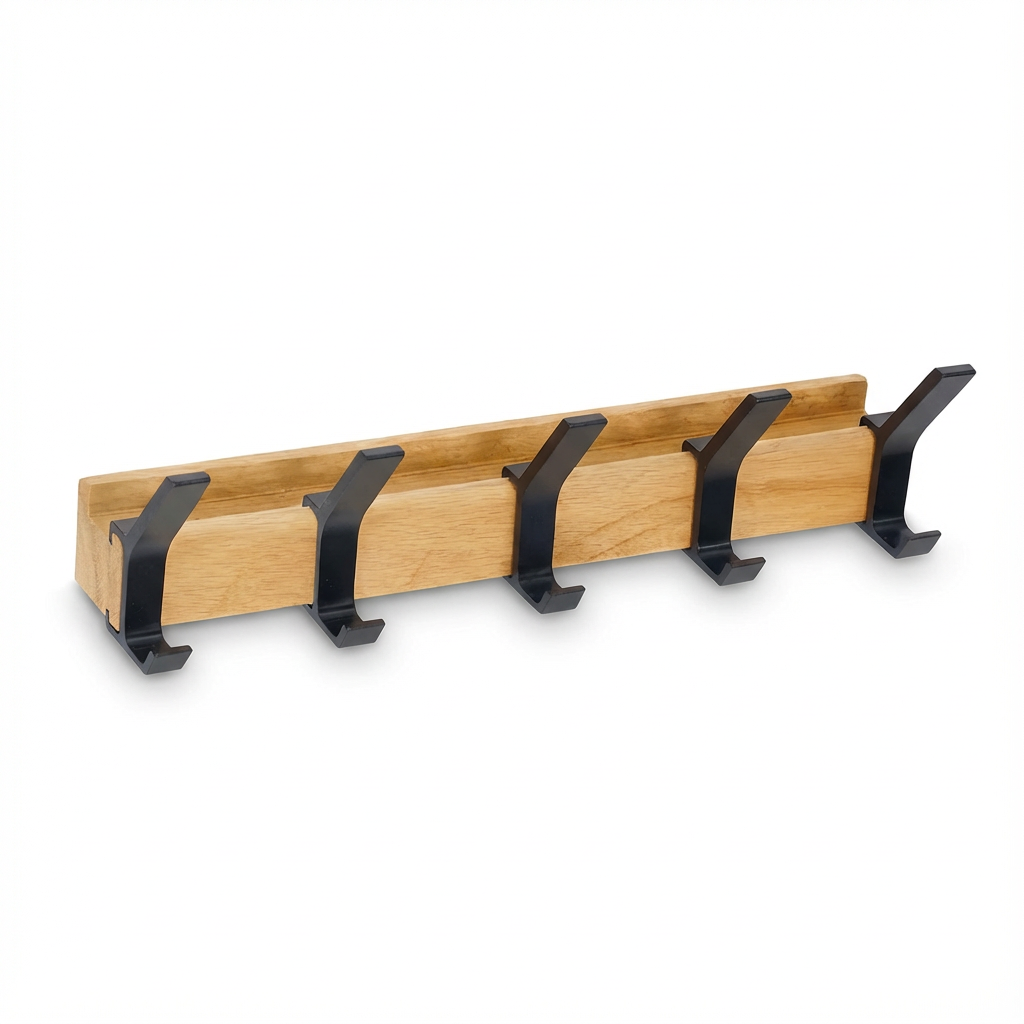 NordicFlex Wieszak Ścienny | Minimalistyczny Wieszak do Przedpokoju | Drewno i Aluminium