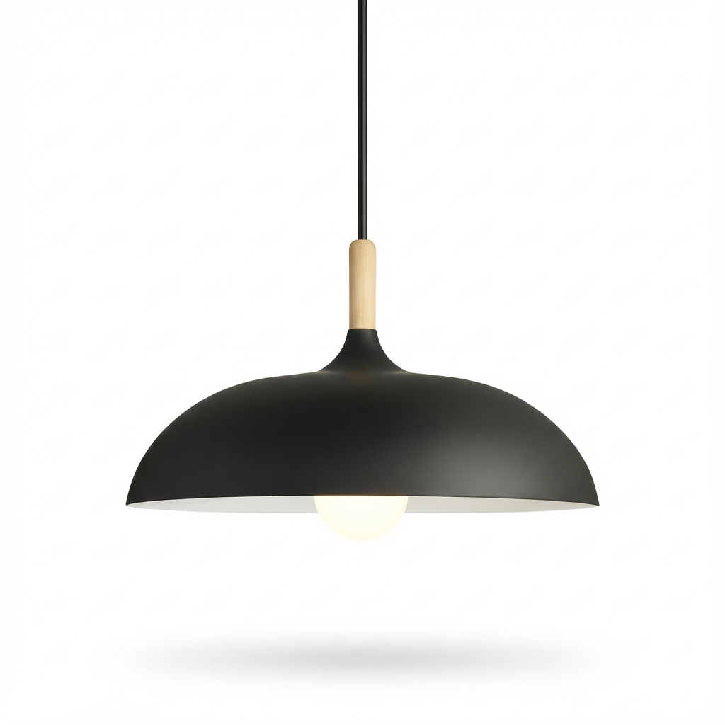 Lampa Wisząca Luno | Skandynawska Lampa Sufitowa | Żelazo i Drewno