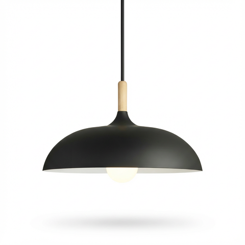 Lampa Wisząca Luno | Skandynawska Lampa Sufitowa | Żelazo i Drewno
