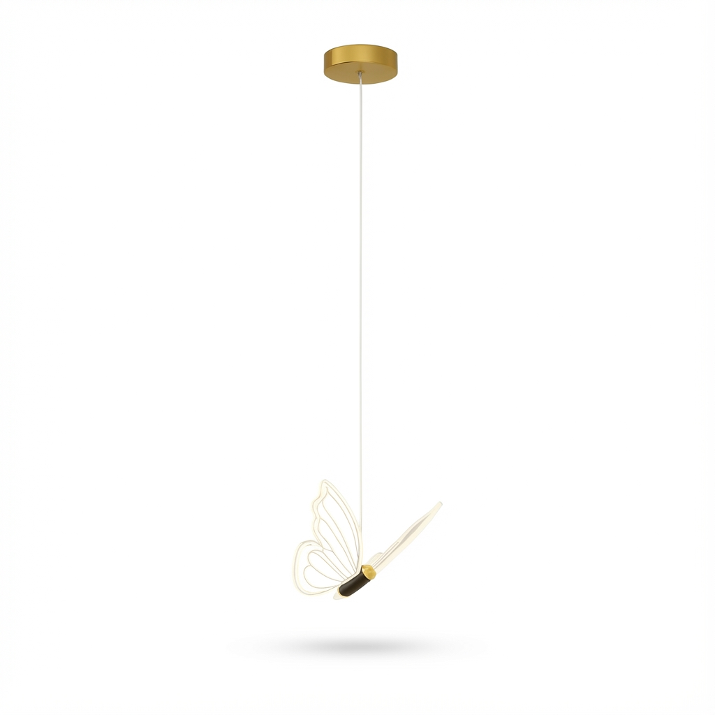 Lampa wisząca Luno | Dekoracyjne oświetlenie sufitowe | Motyl z akrylu i metalu