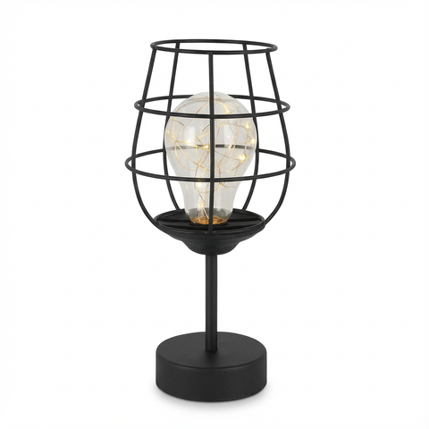 Lampa stołowa Verta | Dekoracyjne oświetlenie do salonu | Metalowa konstrukcja z żarówką LED