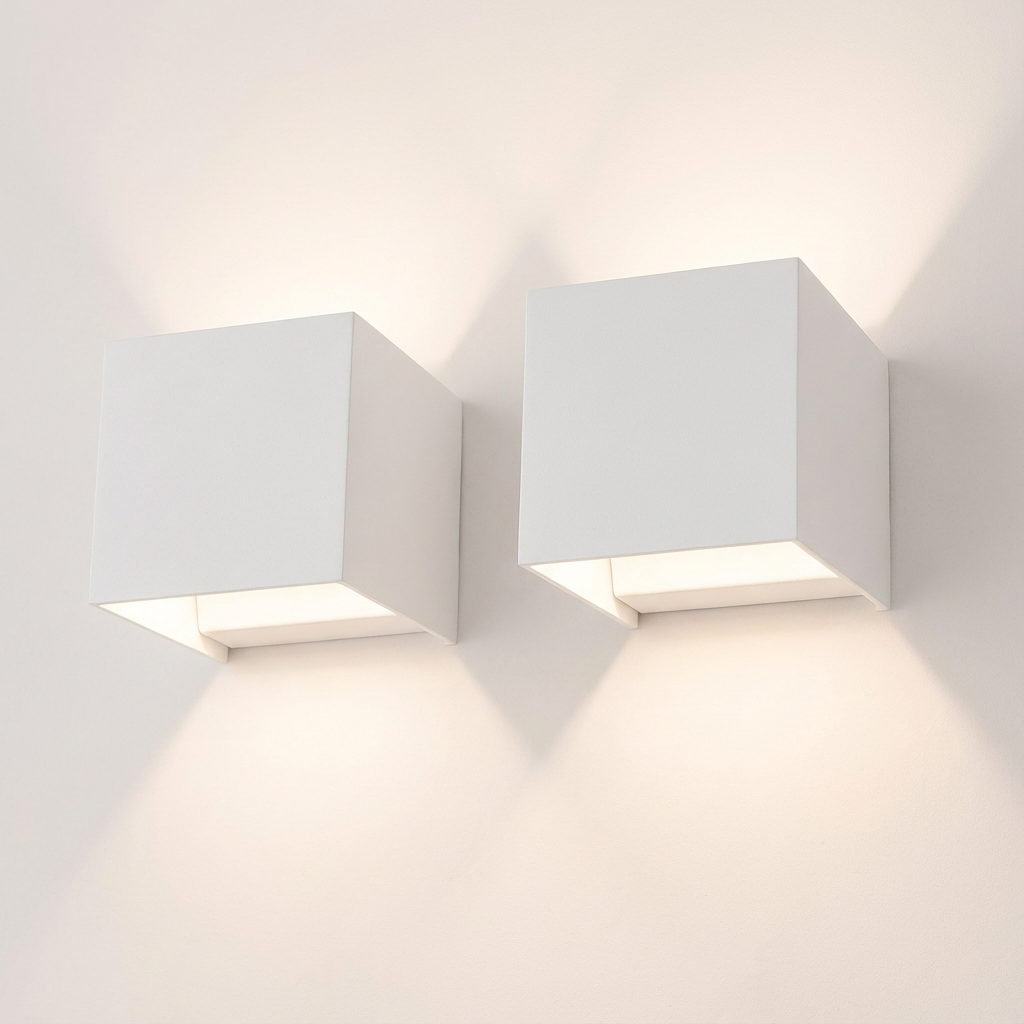Lampa Cubis | Kinkiet LED ścienny | Minimalistyczna kostka z efektem góra–dół