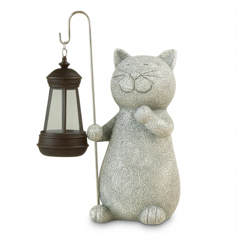 Lampa Felis | Lampa solarna ogrodowa | Figurka kota z latarnią LED
