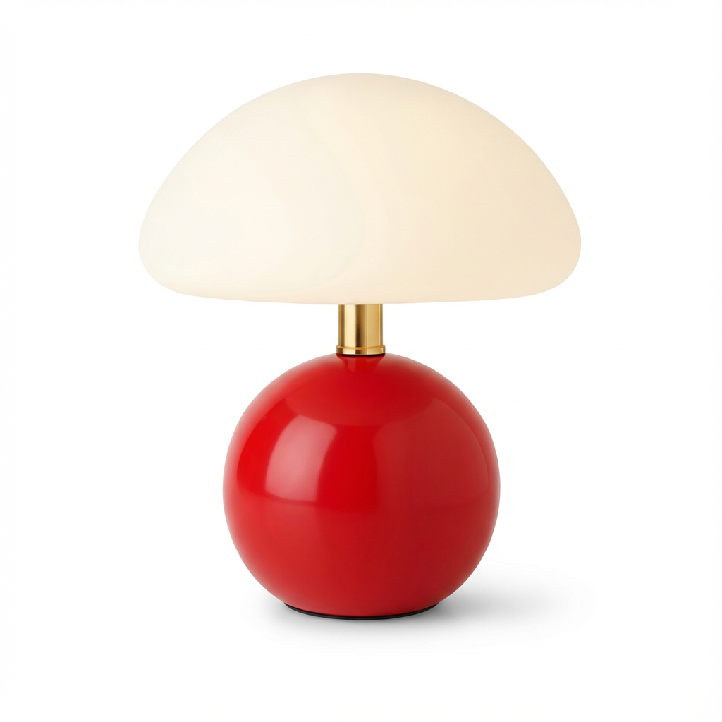 Lampka Creama | Lampka Stolikowa w Stylu Bauhaus | Ceramiczna Podstawa Grzybek