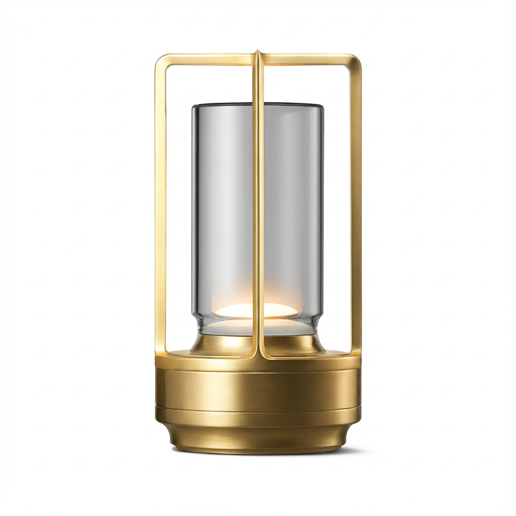Lampa Aurea | Lampka stołowa LED | Elegancka forma latarni z metalowym wykończeniem