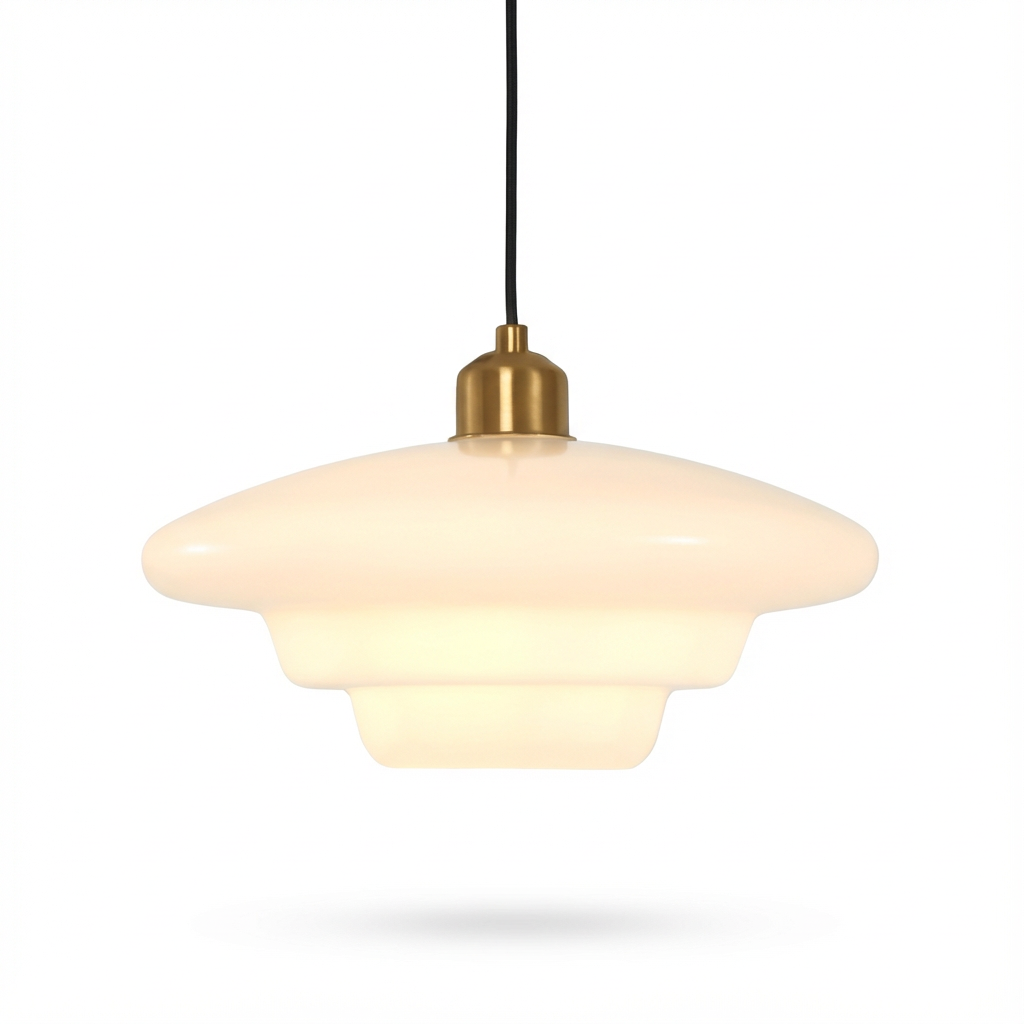 Lampa wisząca Nuvolé | Oświetlenie sufitowe art déco | Szkło mleczne i mosiądz