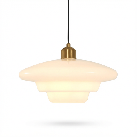 Lampa wisząca Nuvolé | Oświetlenie sufitowe art déco | Szkło mleczne i mosiądz