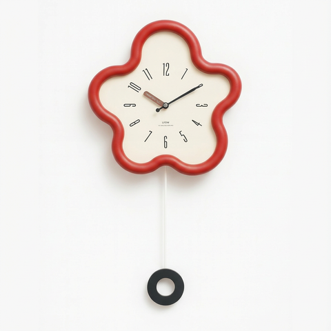 Zegar Ścienny Ploro | Dekoracyjny Zegar z Wahadłem | Organiczna Forma Kwiatu