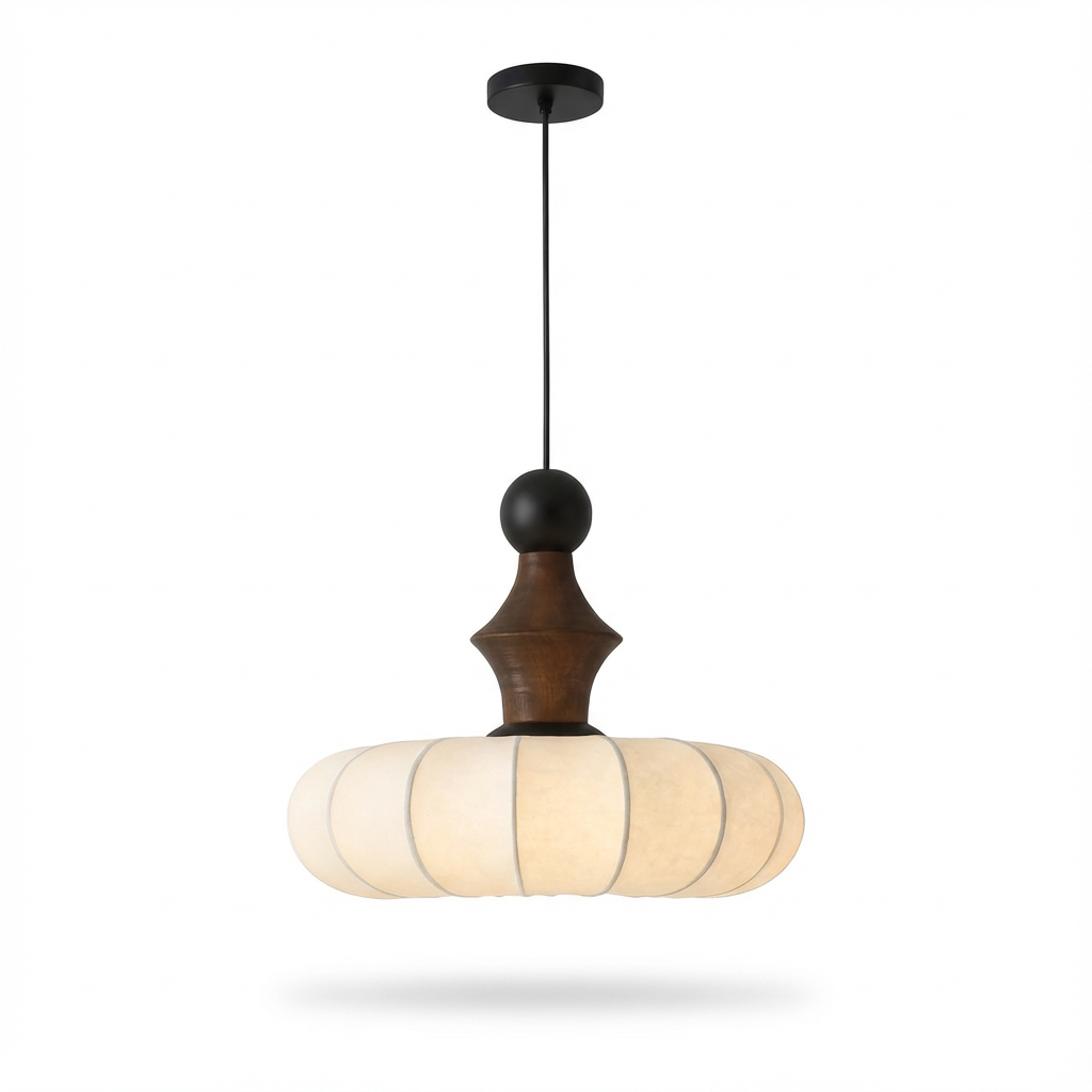Lampa Wisząca Luno | Lampa sufitowa do salonu | Jedwabny klosz