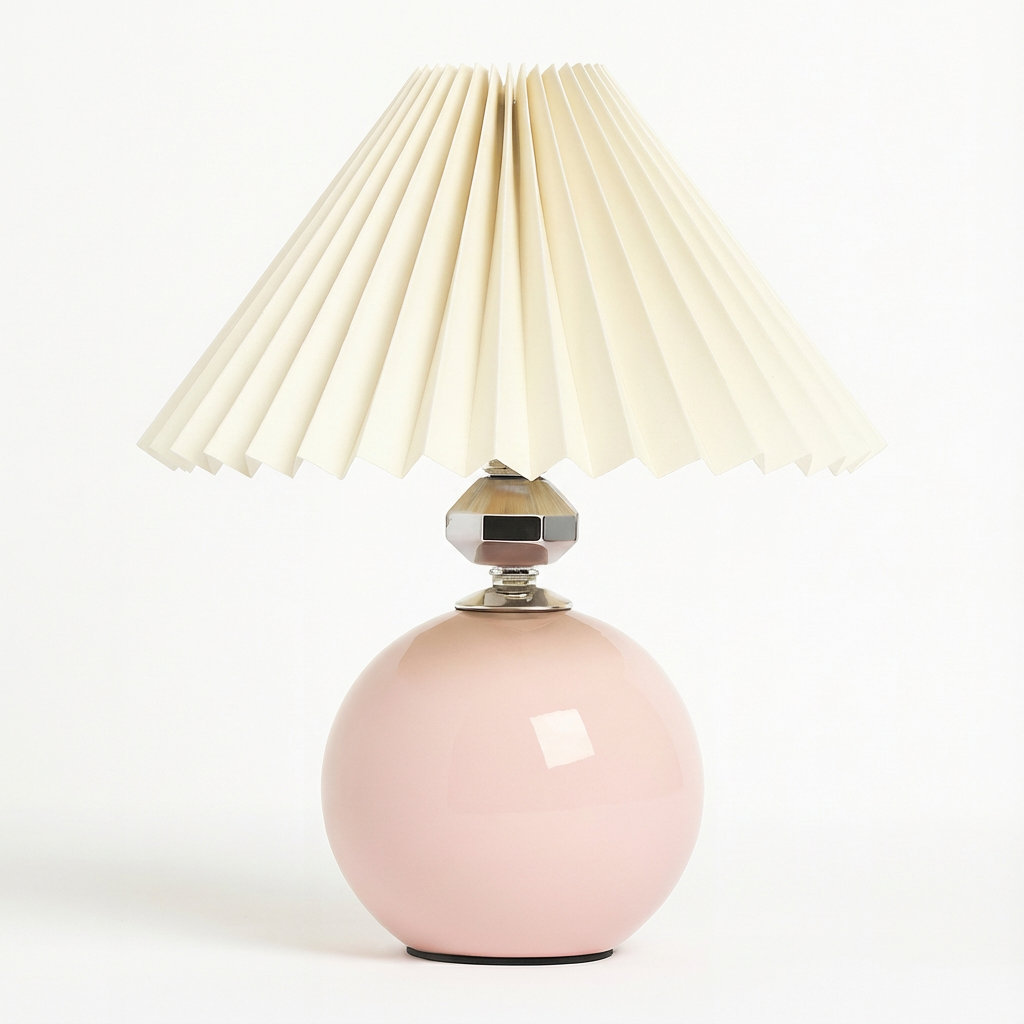 Lampa Plico | Lampka stołowa vintage | Plisowany abażur i ceramiczna podstawa