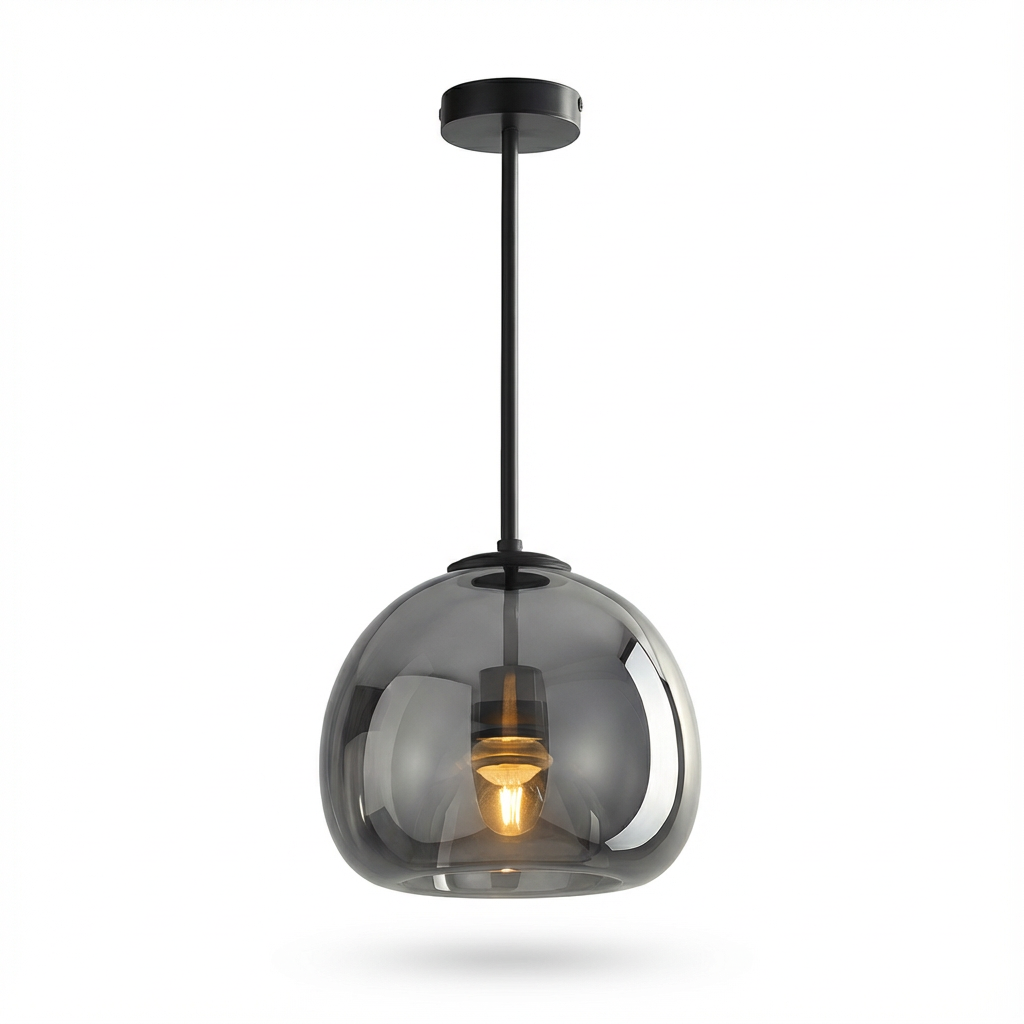 Lampa Wisząca Nubro | Nowoczesna Lampa z Przydymionego Szkła | Sufitowa Oprawa Loftowa