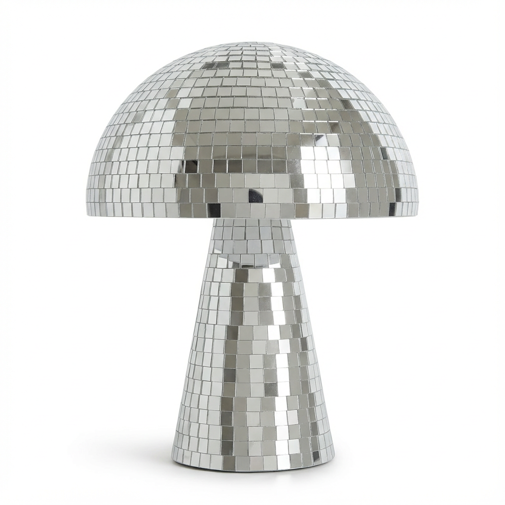Lampa Dekoracyjna Grzybek | Styl Retro Disco | Lustrzane Mozaikowe Płytki