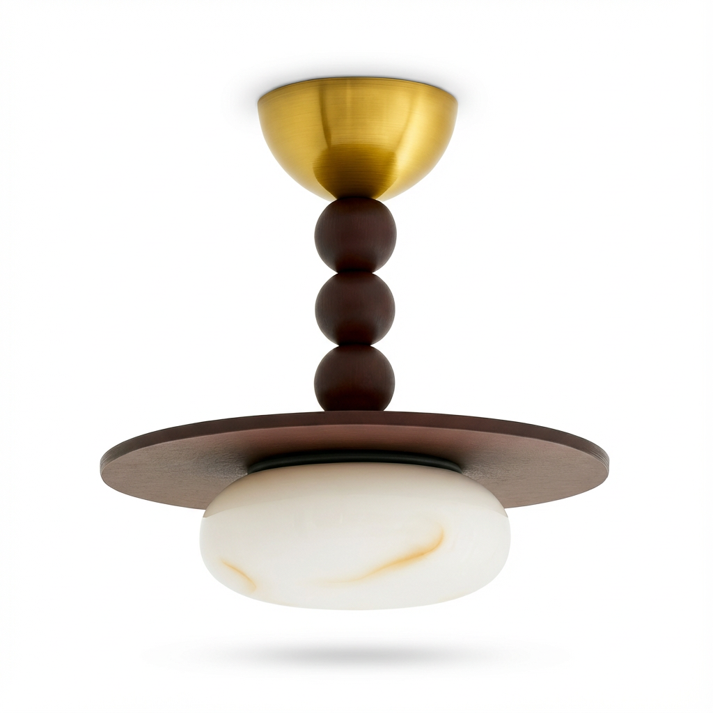 Lampa sufitowa Luno | Oświetlenie dekoracyjne | Drewno i alabaster syntetyczny