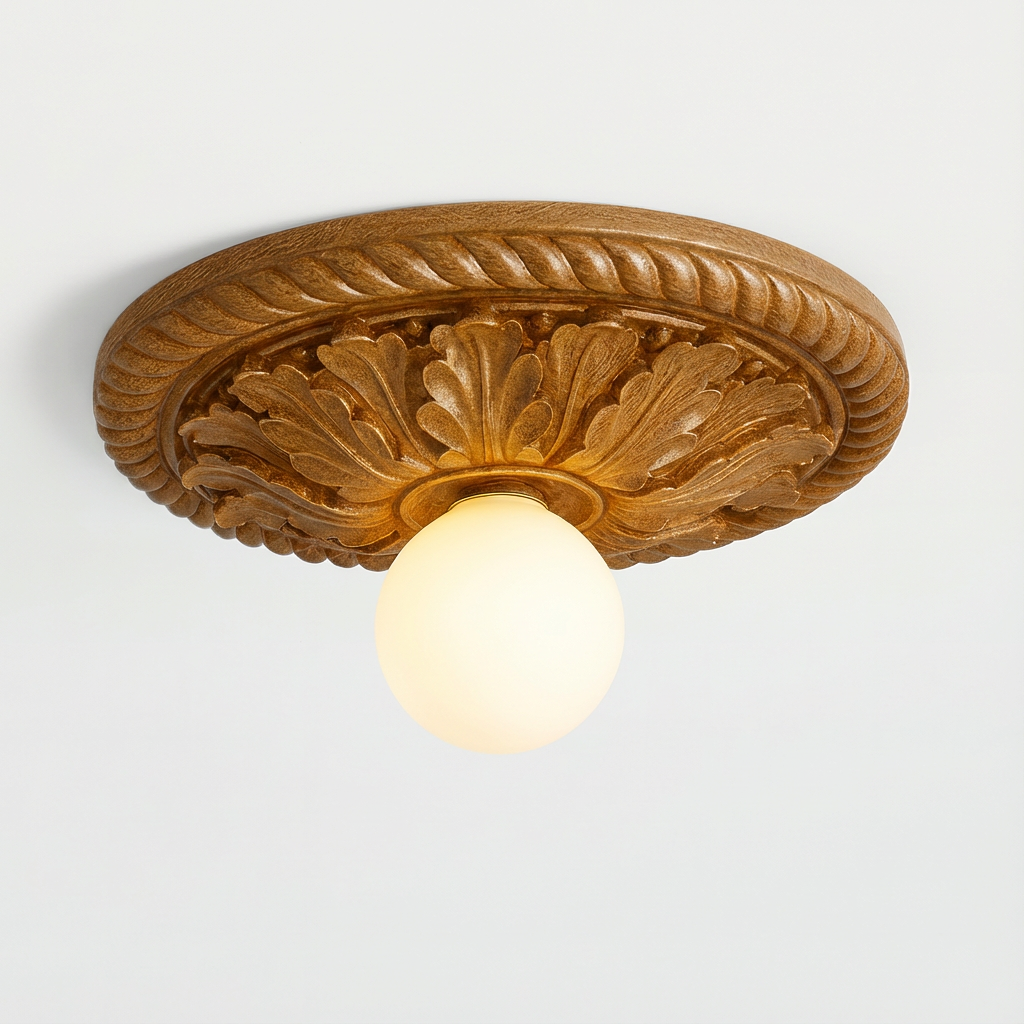 Plafon Elro | Lampa sufitowa dekoracyjna | Żłobiona rozeta z żywicy