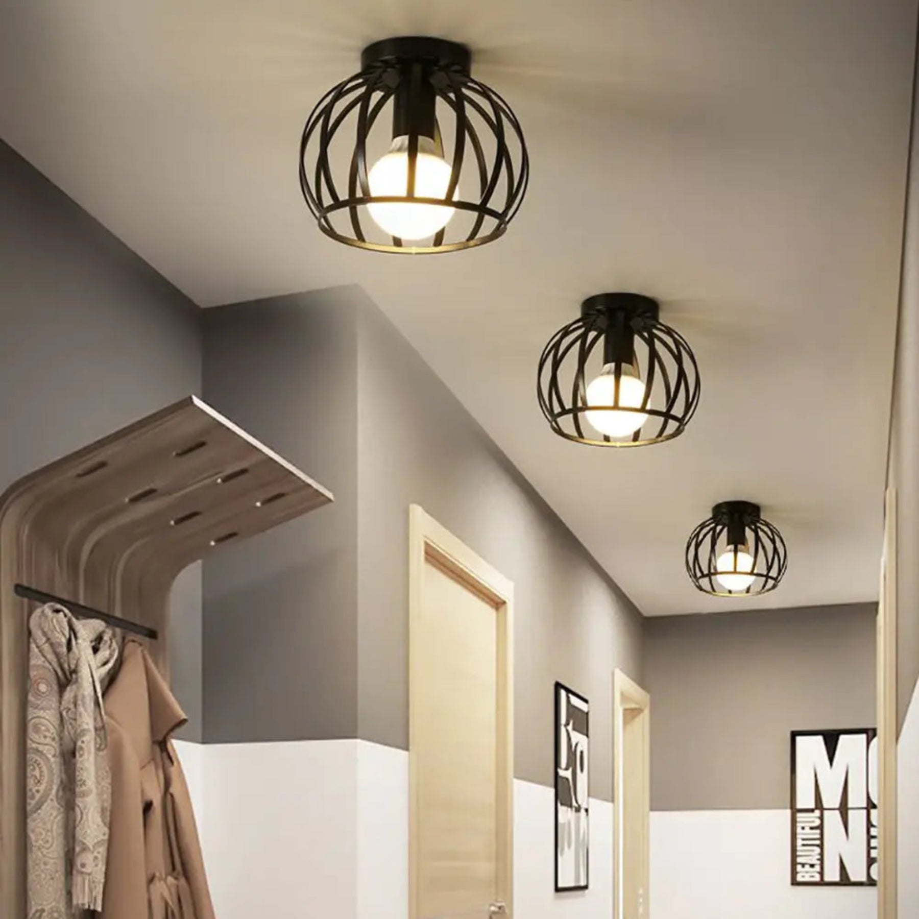 Lampa Sufitowa Luminara | Industrialne Oświetlenie Wewnętrzne | Metalowa Klatka