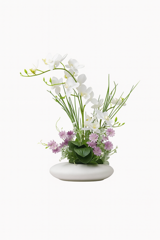 Kompozycja Kwiatowa Ikari | Dekoracja w Stylu Ikebana | Ceramiczna Baza Owalna