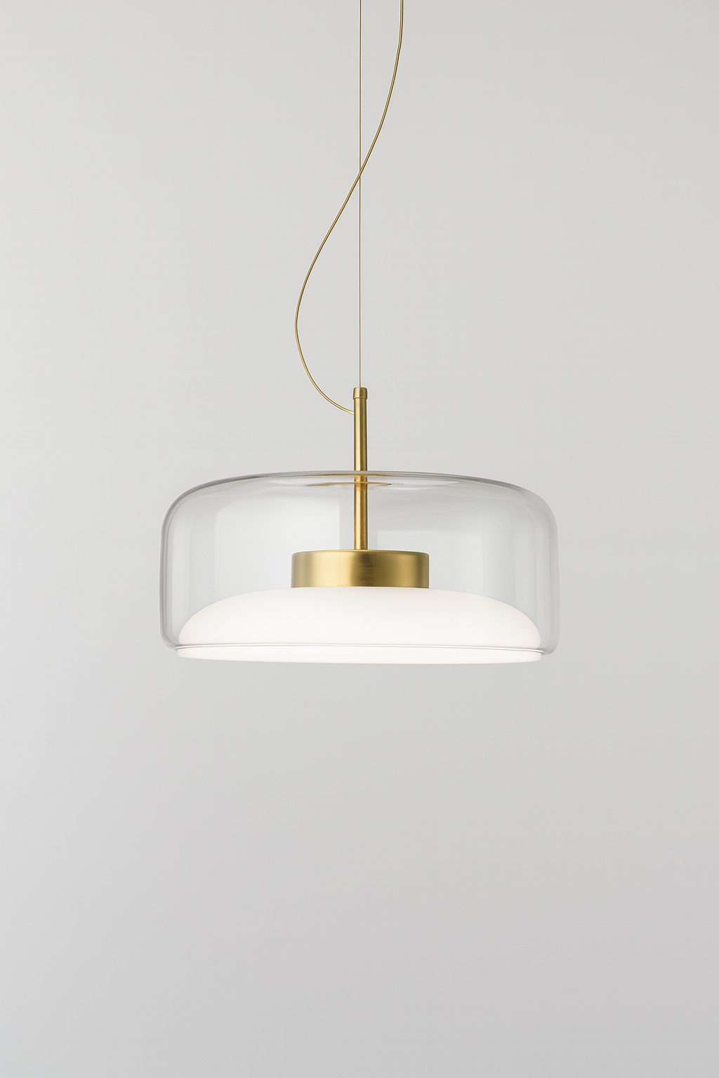 Lampa Luno | Lampa wisząca do jadalni | Szklany klosz i złoty detal