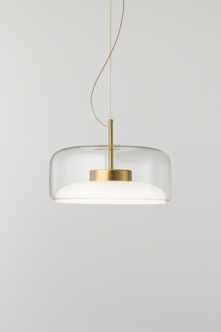 Lampa Luno | Lampa wisząca do jadalni | Szklany klosz i złoty detal