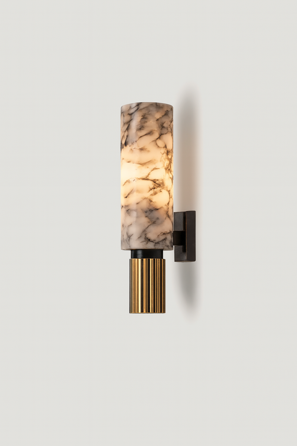 Lampa Marmora | Kinkiet ścienny dekoracyjny | Cylindryczny klosz z efektem marmuru
