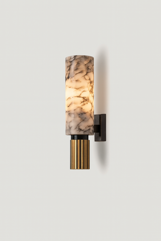 Lampa Marmora | Kinkiet ścienny dekoracyjny | Cylindryczny klosz z efektem marmuru