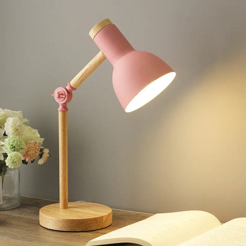 Lampka Biurkowa LumoWood | Skandynawski Styl | Drewno i Lakierowany Metal