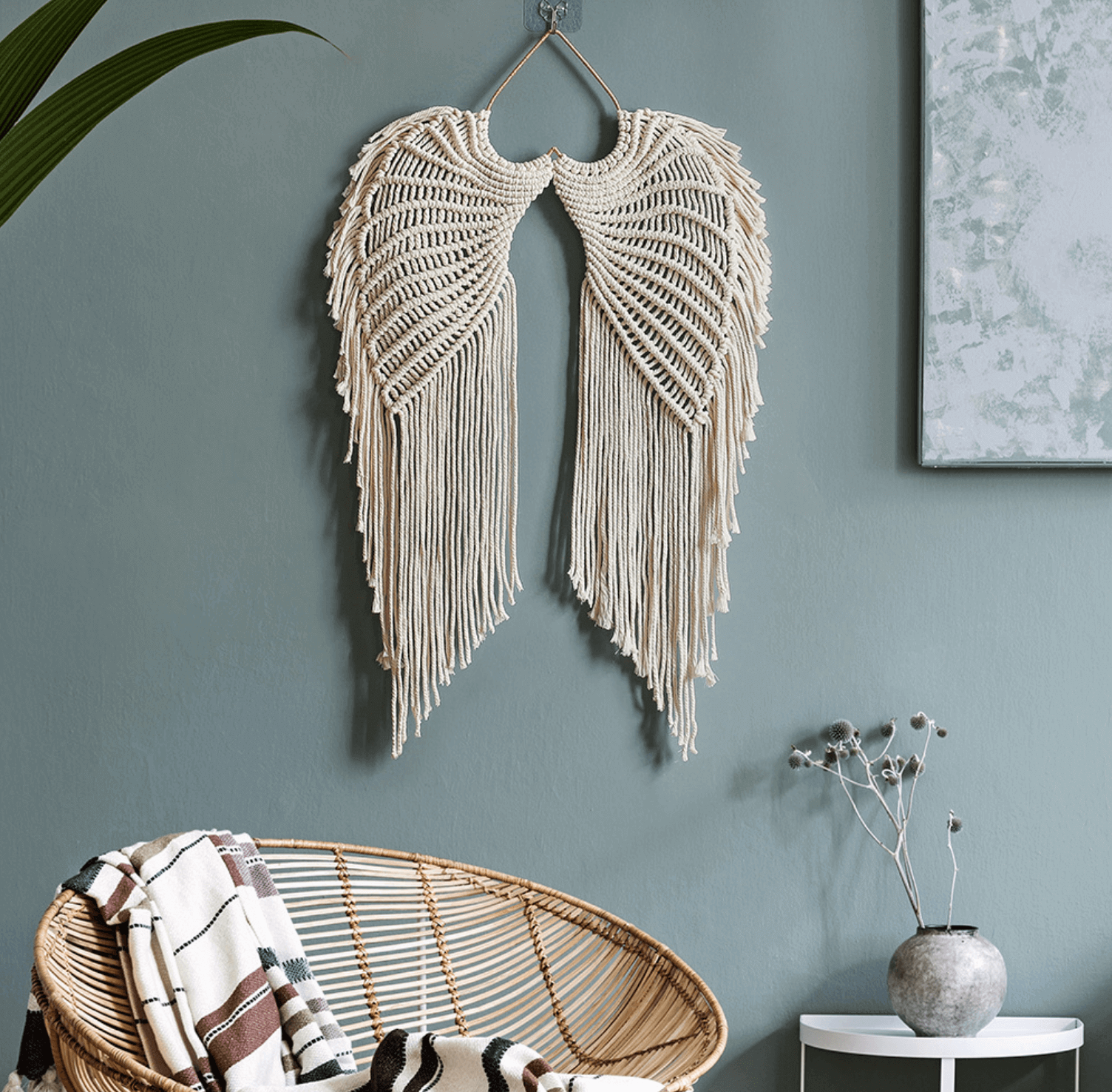 Makramowy wieszak ścienny LUMI Wings - ręcznie robiony wystrój boho