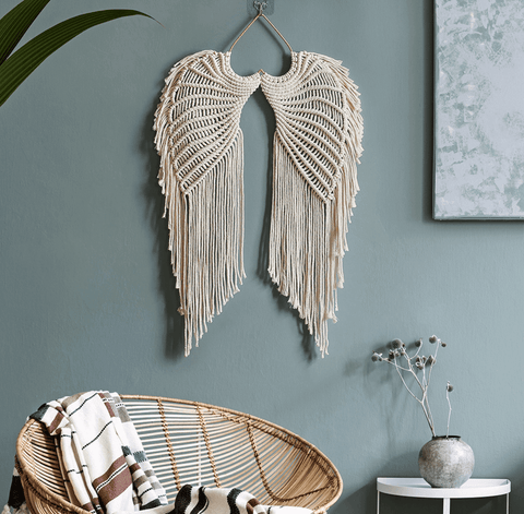 Makramowy wieszak ścienny LUMI Wings - ręcznie robiony wystrój boho