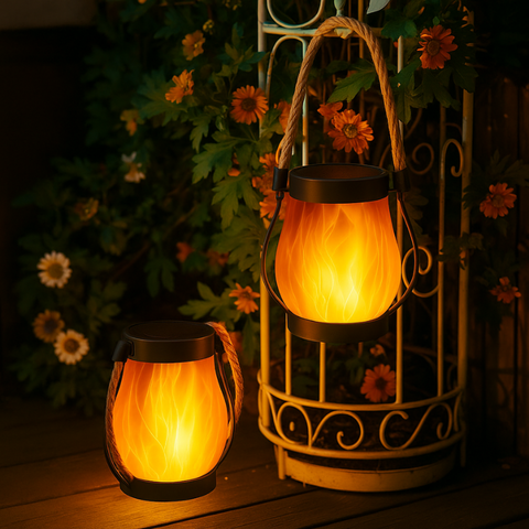 Lampa Flamina | Latarnia Solarna LED | Efekt Płomienia i Tryb USB