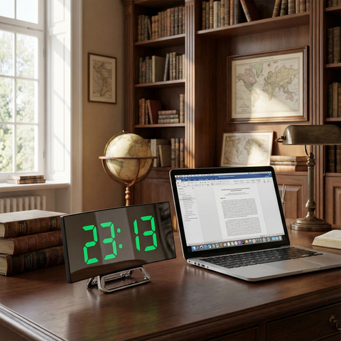 Zegar CurveTime LED | Zegar Cyfrowy z Lustrzaną Powierzchnią | Zakrzywiony Design